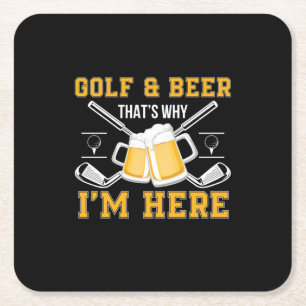 Posavasos Cuadrado De Papel Beer Drinker Golf And Beer Cumpleaños