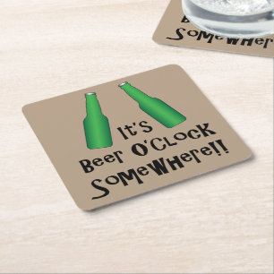 Posavasos Cuadrado De Papel Beer O'Clock Beer Oclock