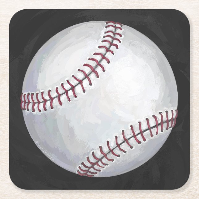 Posavasos Cuadrado De Papel Béisbol (Anverso)