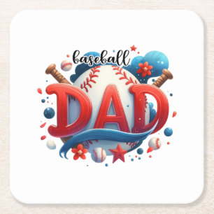 Posavasos Cuadrado De Papel Béisbol