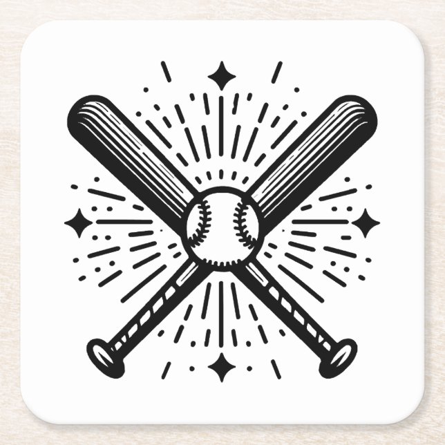 Posavasos Cuadrado De Papel béisbol antiguo (Anverso)