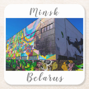 Posavasos Cuadrado De Papel Belarús Б е л а р у с de Minsk Arquitectura