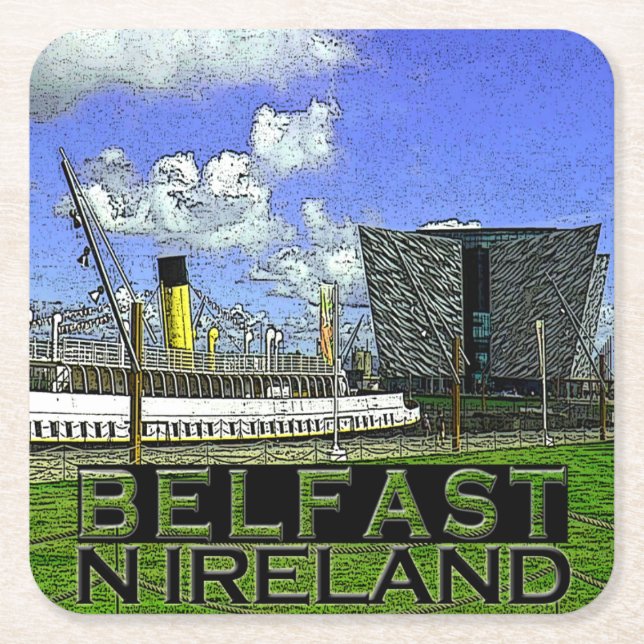 Posavasos Cuadrado De Papel Belfast (Anverso)