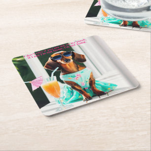 Posavasos Cuadrado De Papel Bell del Sur Dachshund Fiesta Bebe Astras
