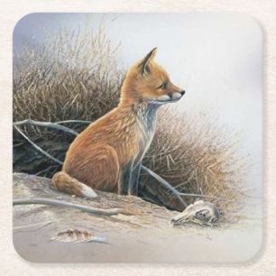 Posavasos Cuadrado De Papel Bella Artes del Pequeño Fox