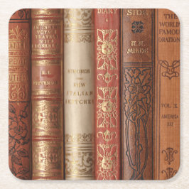 Posavasos Cuadrado De Papel Bellas espinas de libros (beige)