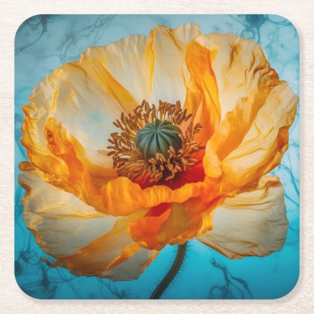 Posavasos Cuadrado De Papel Belleza naranja (Anverso)