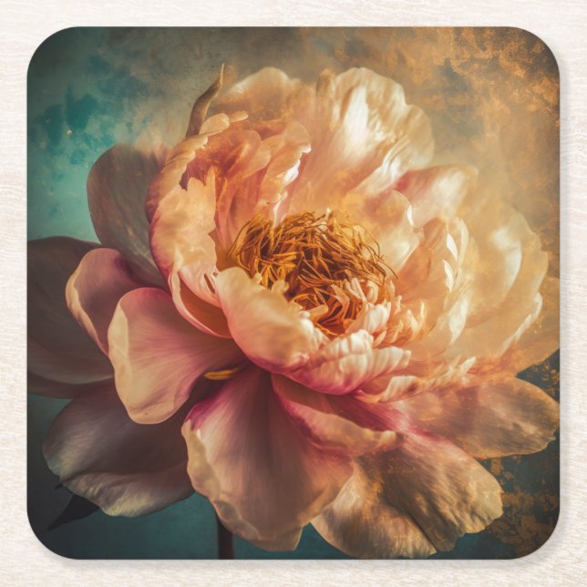 Posavasos Cuadrado De Papel Belleza Peach (Anverso)