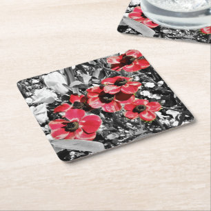 Posavasos Cuadrado De Papel Belleza selectiva - Máster de papel con flores de