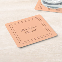 Posavasos Cuadrado De Papel Bendecidos Españoles de Peach Fuzz