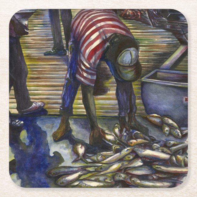 Posavasos Cuadrado De Papel Bendiciones del sábado, isla del puerto (Anverso)