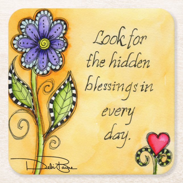 Posavasos Cuadrado De Papel Bendiciones ocultas (Anverso)