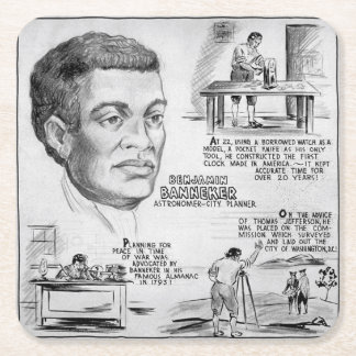 Posavasos Cuadrado De Papel Benjamin Banneker: Científico negro y revolucionar