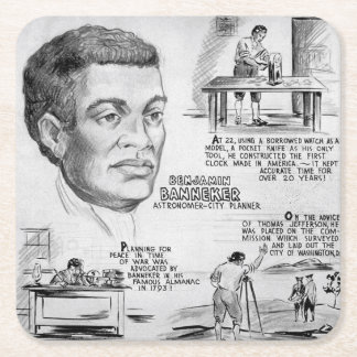 Posavasos Cuadrado De Papel Benjamin Banneker: Científico negro y revolucionar