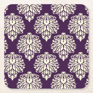 Posavasos Cuadrado De Papel Berenjena Southern Cottage Damask