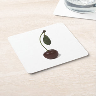 Posavasos Cuadrado De Papel Berry de cerezo