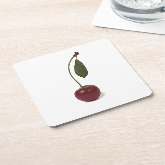 Posavasos Cuadrado De Papel Berry de cerezo (En perspectiva)