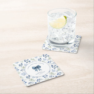 Posavasos Cuadrado De Papel Berry Sweet Baby Shower Blueberry Bow