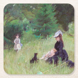 Posavasos Cuadrado De Papel Berthe Morisot - En un parque / Dans le parc