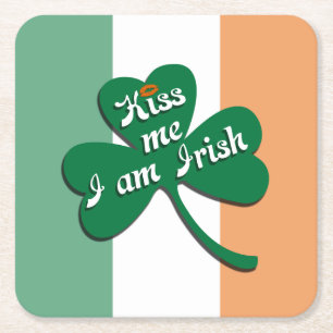 Posavasos Cuadrado De Papel Bésame soy irlandés