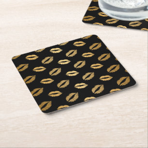 Posavasos Cuadrado De Papel Besos dorados