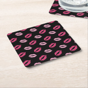 Posavasos Cuadrado De Papel Besos Rosados