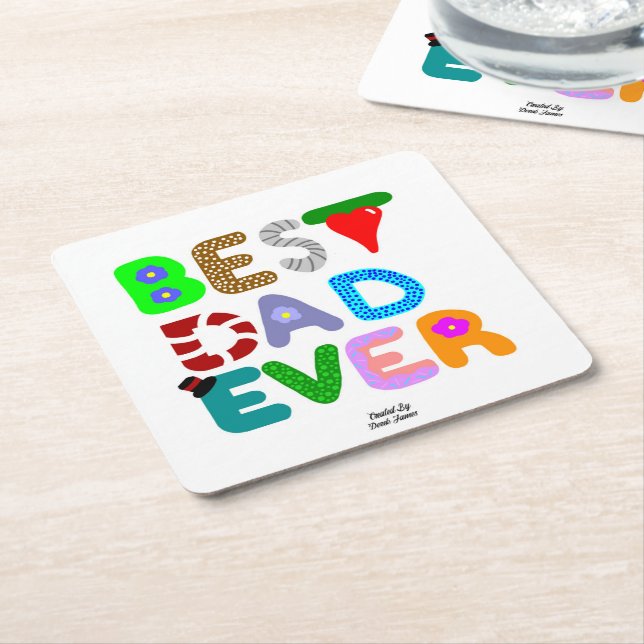 Posavasos Cuadrado De Papel Best Dad Ever Square Paper Coaster (En perspectiva)