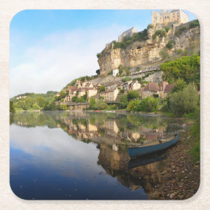 Posavasos Cuadrado De Papel Beynac-y-Cazenac en el práctico de costa de