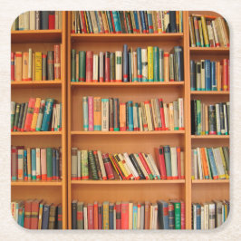 Posavasos Cuadrado De Papel Biblioteca de libros Librería Lectura de Bookworm