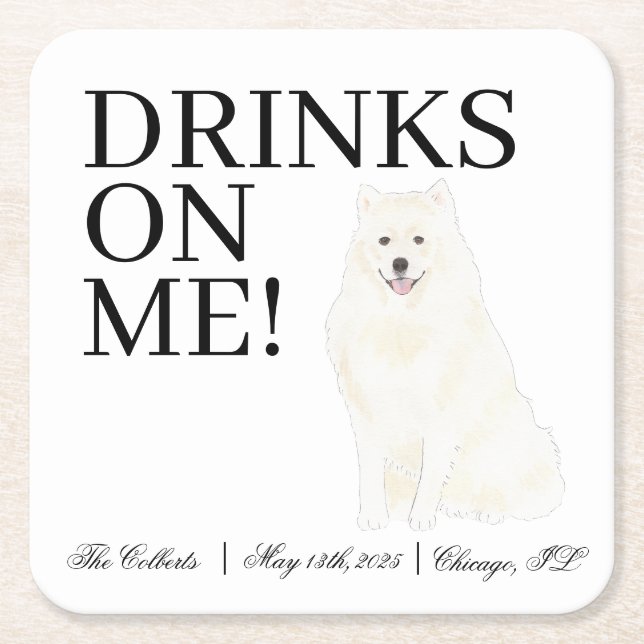 Posavasos Cuadrado De Papel Bichon, boloñés, hispano, Boda maltés (Anverso)