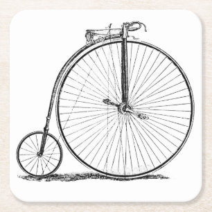 Posavasos Cuadrado De Papel Bicicleta de rueda alta Penny Farthing