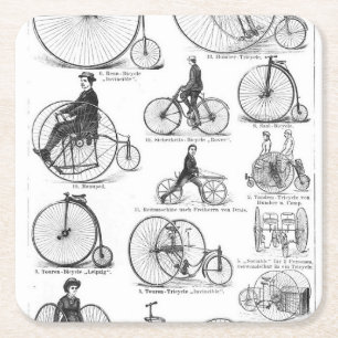 Posavasos Cuadrado De Papel Bicicleta de rueda alta Penny Farthing