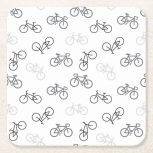 Posavasos Cuadrado De Papel Bicicletas negras y grises