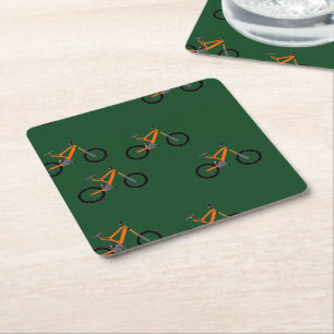 Posavasos Cuadrado De Papel Bicicletas verdes