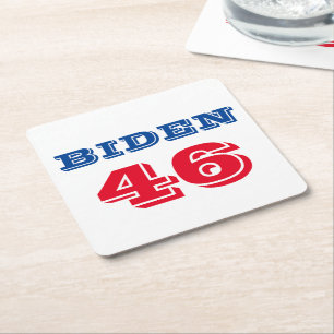 Posavasos Cuadrado De Papel Biden 46 estilo colegiado