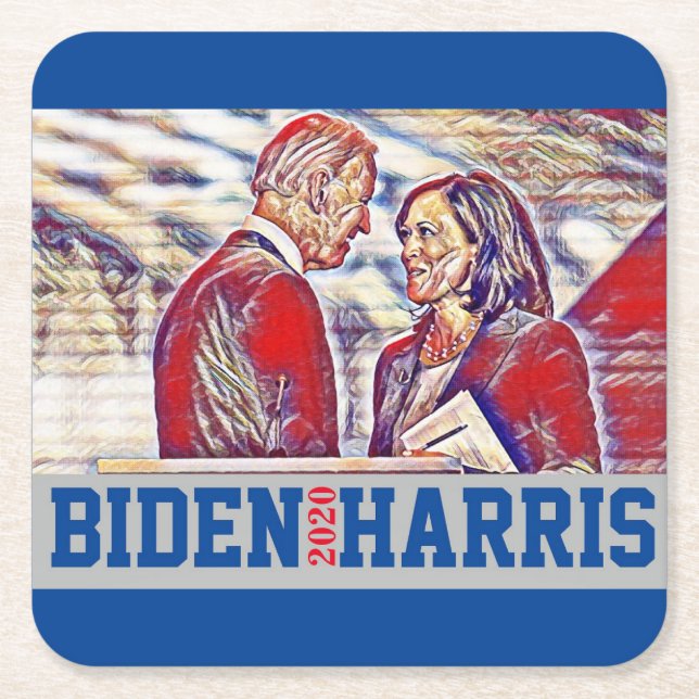 Posavasos Cuadrado De Papel Biden Harris Juntos 2020 (Anverso)