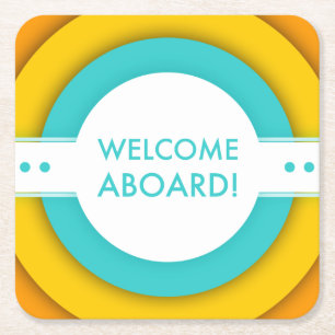 Posavasos Cuadrado De Papel bienvenida retro a bordo