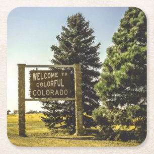 Posavasos Cuadrado De Papel Bienvenidos a Colorful Colorado