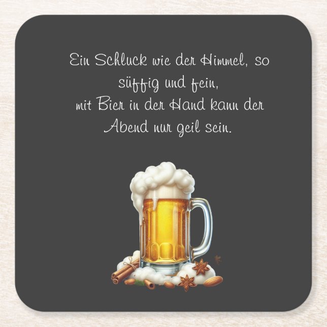 Posavasos Cuadrado De Papel Bier so suffig  (Anverso)