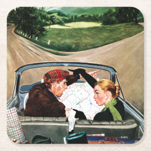 Posavasos Cuadrado De Papel Bifurcación en el camino