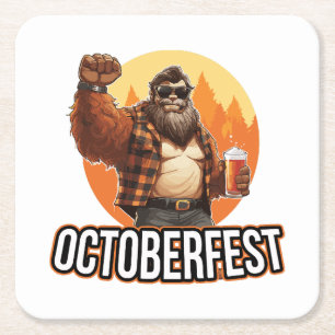 Posavasos Cuadrado De Papel Bigfoot de Oktoberfest