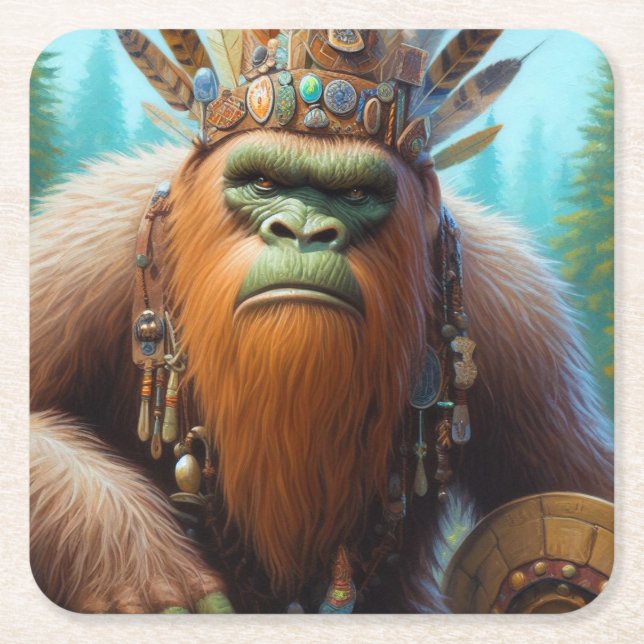 Posavasos Cuadrado De Papel Bigfoot Eco Warrior (Anverso)