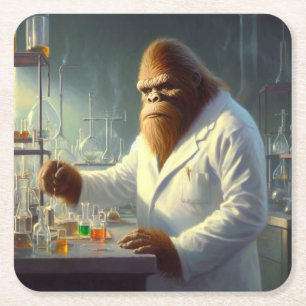 Posavasos Cuadrado De Papel Bigfoot Scientist