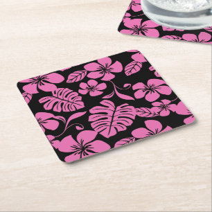 POSAVASOS CUADRADO DE PAPEL BIKINI ROSA (NEGRO/ROSA)