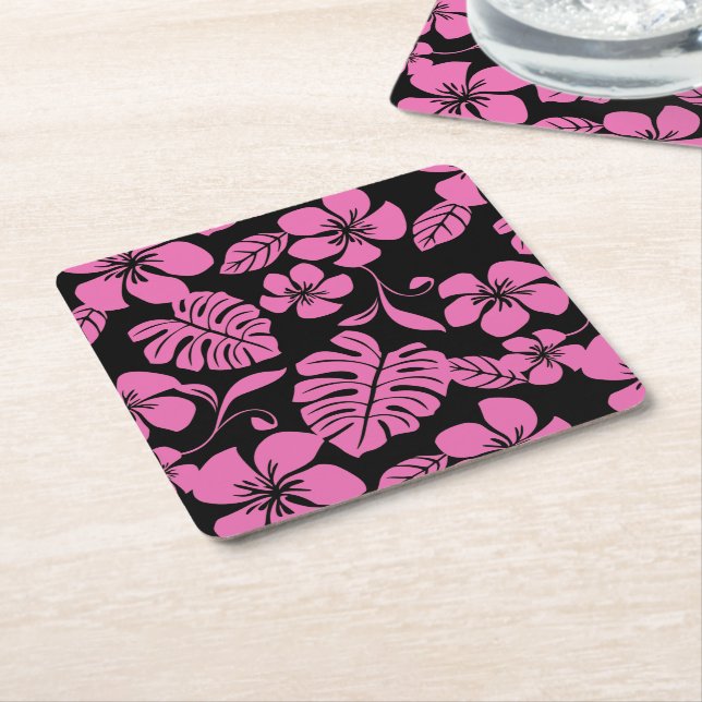 POSAVASOS CUADRADO DE PAPEL BIKINI ROSA (NEGRO/ROSA) (En perspectiva)