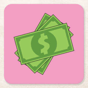 Posavasos Cuadrado De Papel Billetes en dólares de personalizado