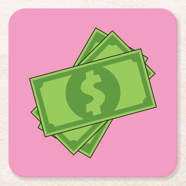 Posavasos Cuadrado De Papel Billetes en dólares de personalizado (Anverso)