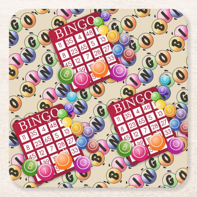 Posavasos Cuadrado De Papel Bingo Fiesta (Anverso)