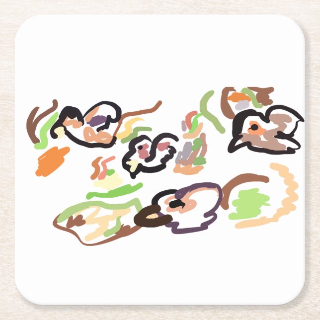 Posavasos Cuadrado De Papel Birds and autumn (Anverso)