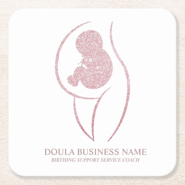 Posavasos Cuadrado De Papel Birth Coach (Anverso)